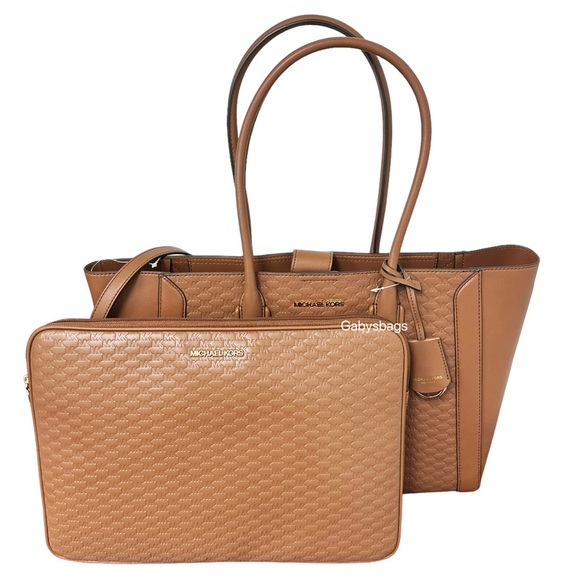 Michael Kors Kali Large Shoulder Tote W/ Laptop Case Vegan Leather Luggage - Picture 4 of 9